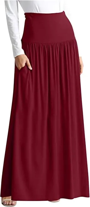 Womens Maxi Skirts High Waisted Solid Color Swing Skirt Dark Style Irregular Skirt Trendy Long Skirts with Pockets