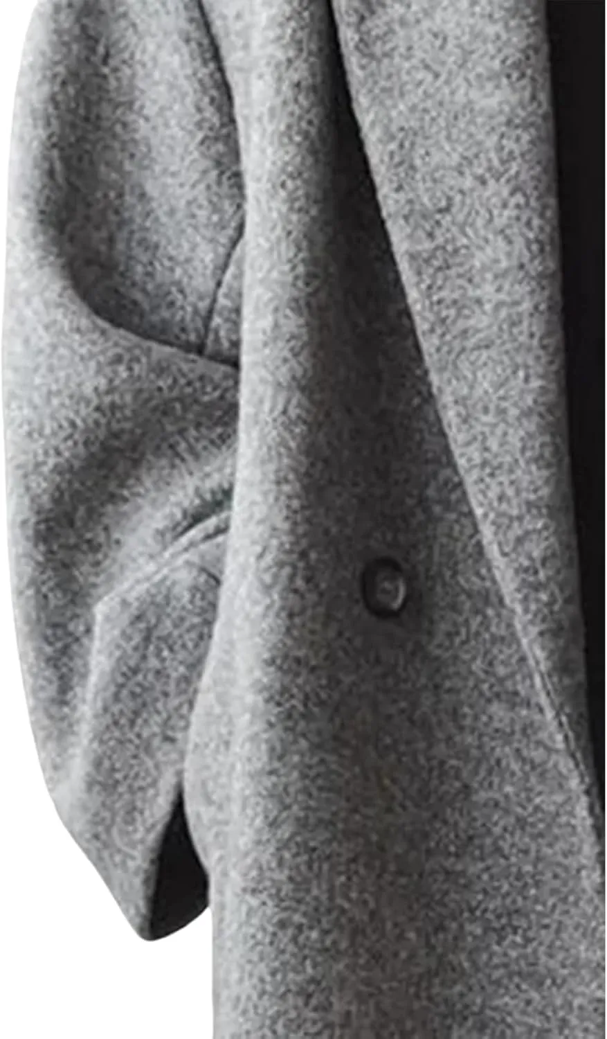 Women's Oversized Wool Blend Coat Lightweight Notched Collar Button Down Lapel Long Trench Coat Business Pea Coat