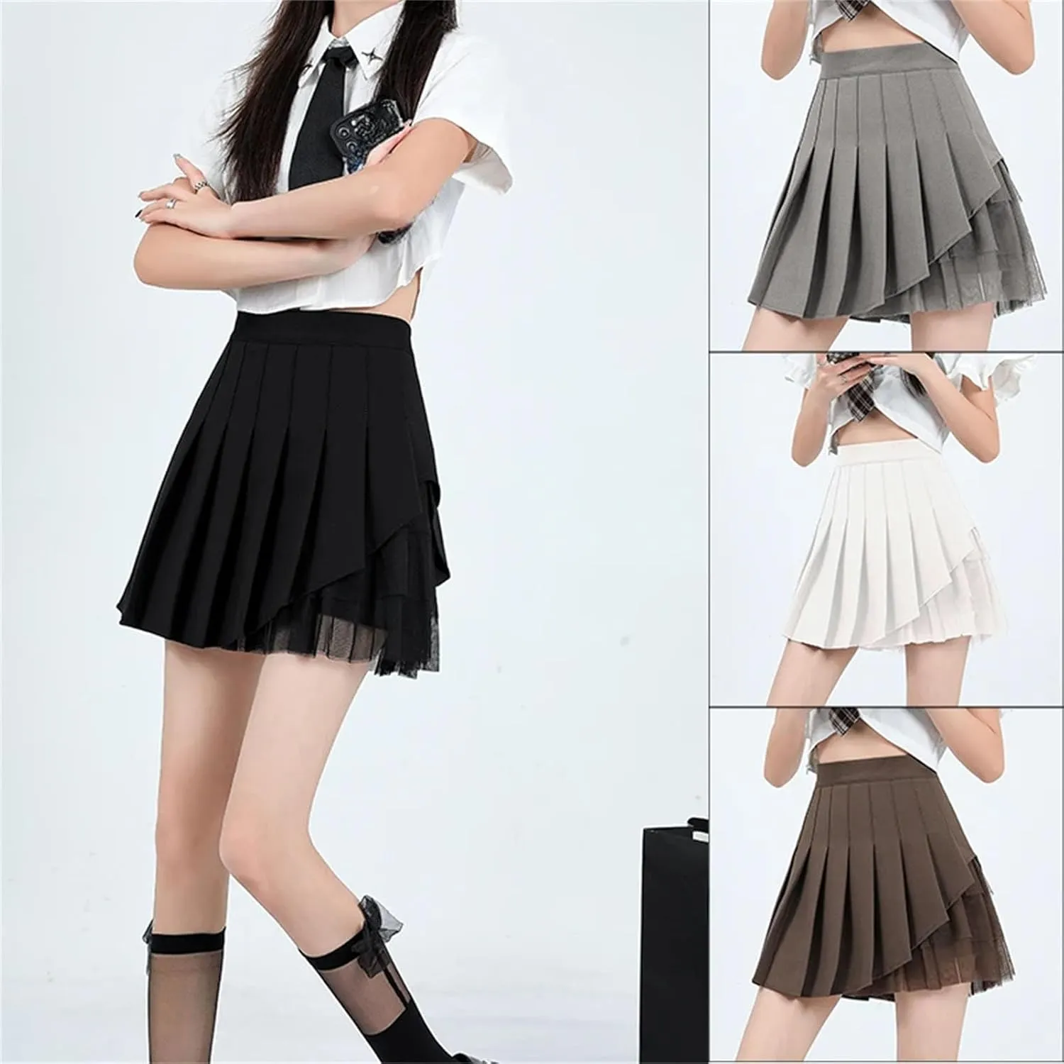 Women's Pleated Mini Skirts Summer High Waisted Holiday Mesh Athletic Golf Skort Skirts