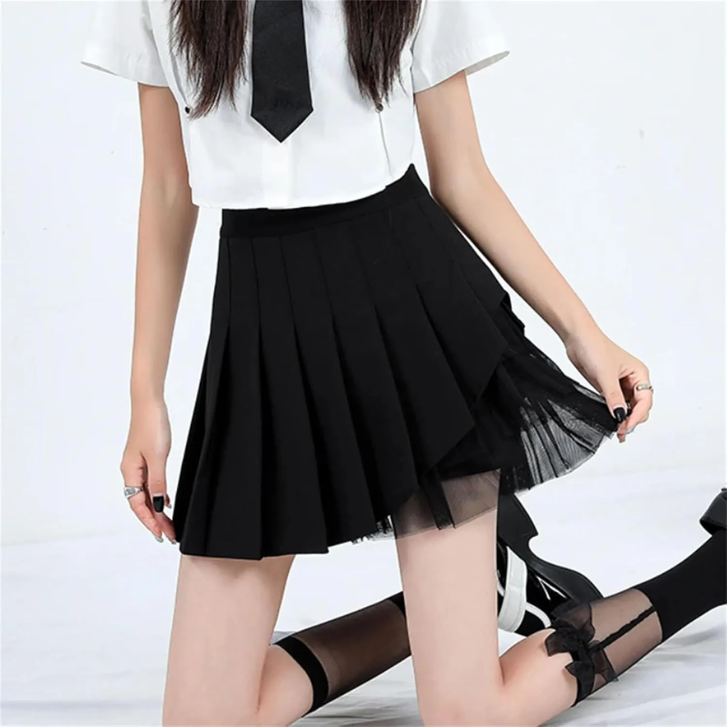 Women's Pleated Mini Skirts Summer High Waisted Holiday Mesh Athletic Golf Skort Skirts