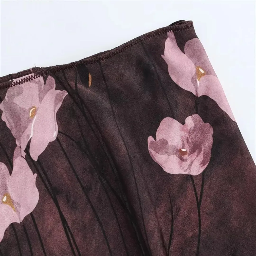 Womens Printed Skirt Elegant Long Skirts A-Line Hight Waist Vintage Casual Skirts