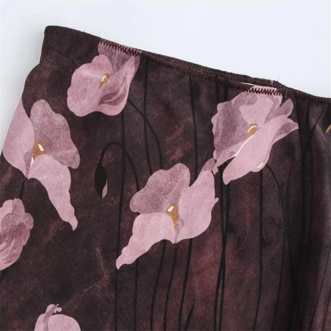 Womens Printed Skirt Elegant Long Skirts A-Line Hight Waist Vintage Casual Skirts
