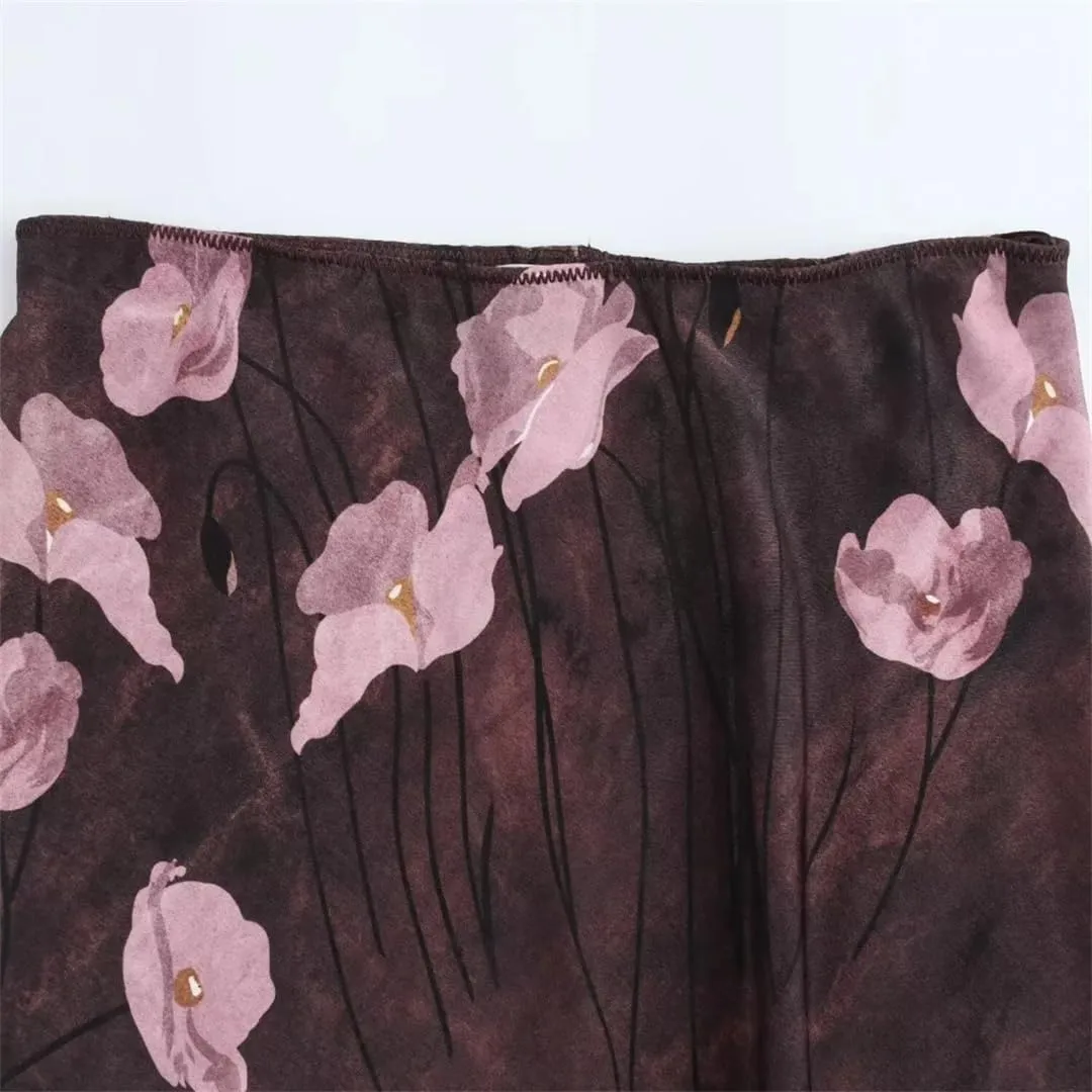 Womens Printed Skirt Elegant Long Skirts A-Line Hight Waist Vintage Casual Skirts
