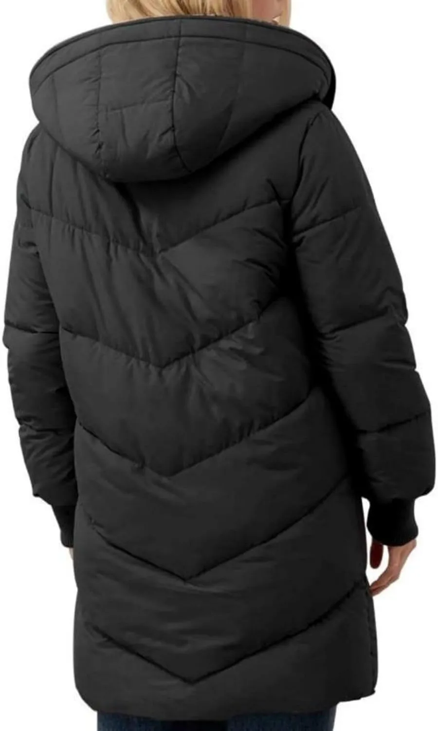 Women's Puffer Jacket Zipper Button Hooded Down Jacket Sherpa Fleece Lined Thickened Jacket Winter Warm Down Coat
