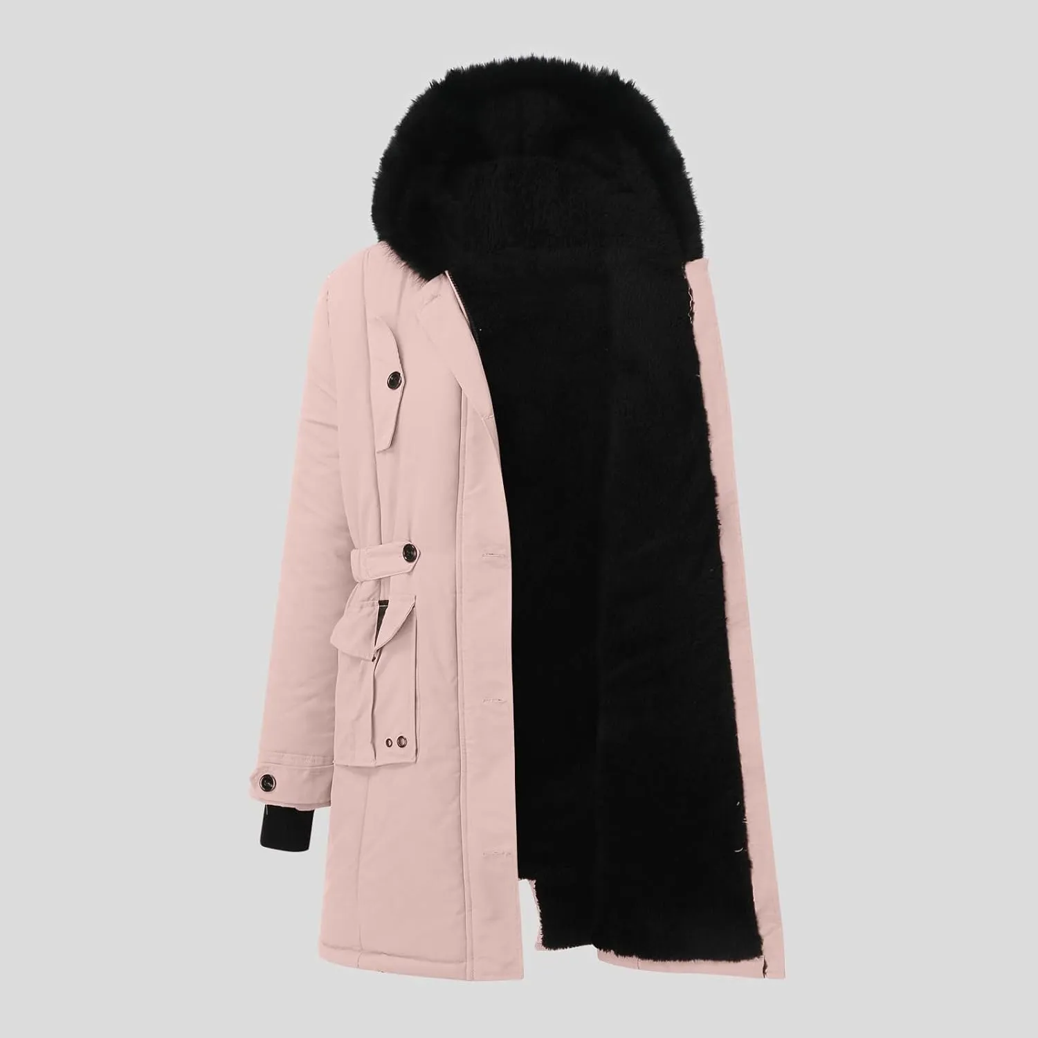 Womens Puffer Parka Jacket Coat Lapel Collar Long Sleeve Jacket Vintage Thicken Coat Jacket Womens Lightweight Down