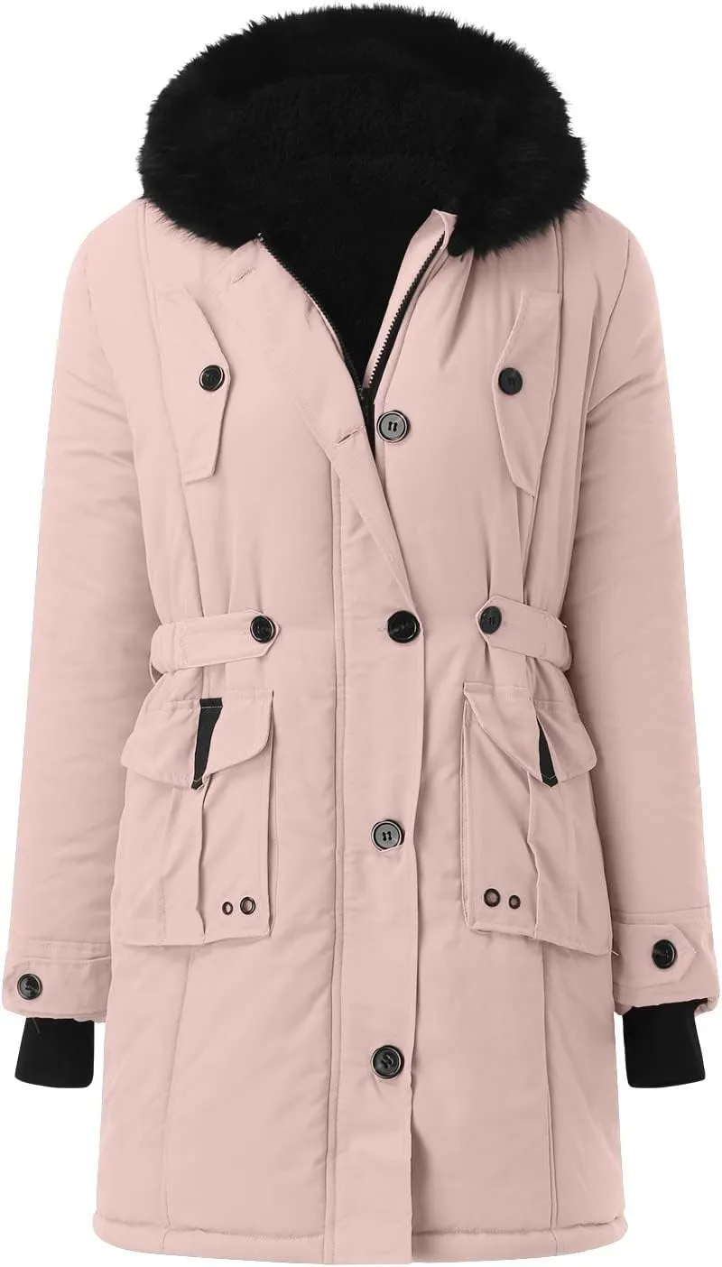 Womens Puffer Parka Jacket Coat Lapel Collar Long Sleeve Jacket Vintage Thicken Coat Jacket Womens Lightweight Down