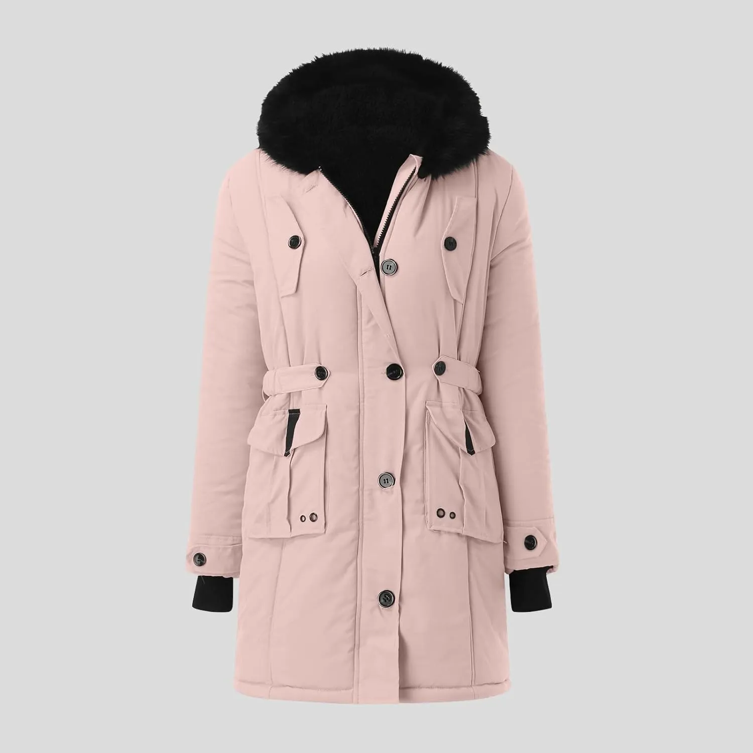 Womens Puffer Parka Jacket Coat Lapel Collar Long Sleeve Jacket Vintage Thicken Coat Jacket Womens Lightweight Down