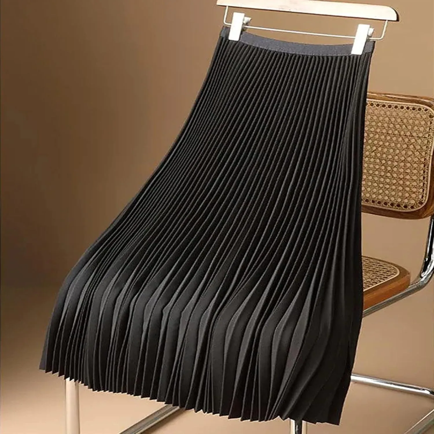 Womens Satin Flowy Swing Skirt Casual Plus Size Silk Pleated Long Skirts Comfy High Waist Pleated Maxi Skirt