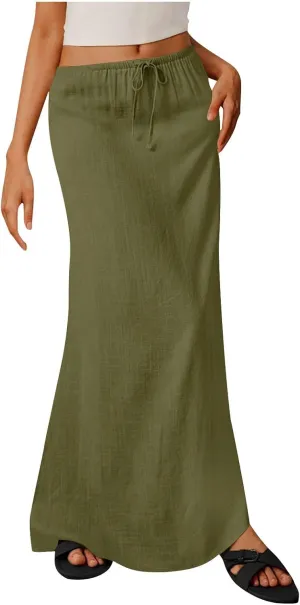 Women's Satin High Waisted Maxi Skirts Dressy Elegant Flared A-Line Long Skirts Trendy 2025 Summer New Casual Skirt
