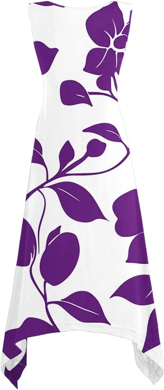 Women's Sexy Spaghetti Straps Midi Dresses Sleeveless Casual Sundress Floral Printed Flowy Beach Dress