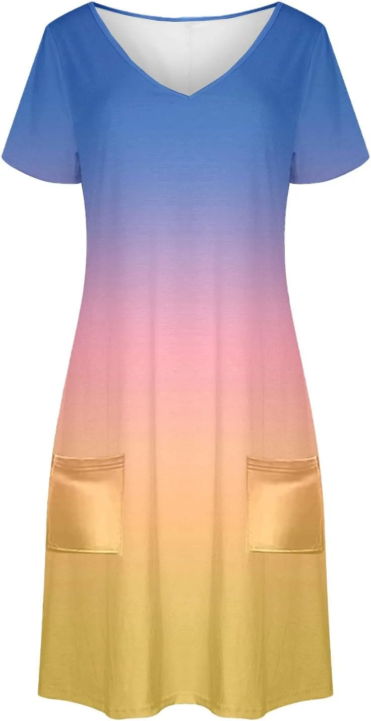 Women's Short Sleeve V-Neck Summer Dresses 2025 Floral Printed Short Party Dress 2025