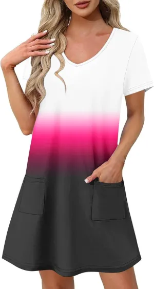 Women's Short Sleeve V-Neck Summer Dresses 2025 Floral Printed Short Party Dress 2025