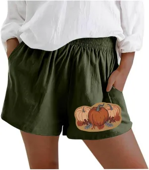 Women's Shorts Trendy Printed with Pockets Summer Casual Drawstring Shorts Beach Elastic Waist Vacation Wear