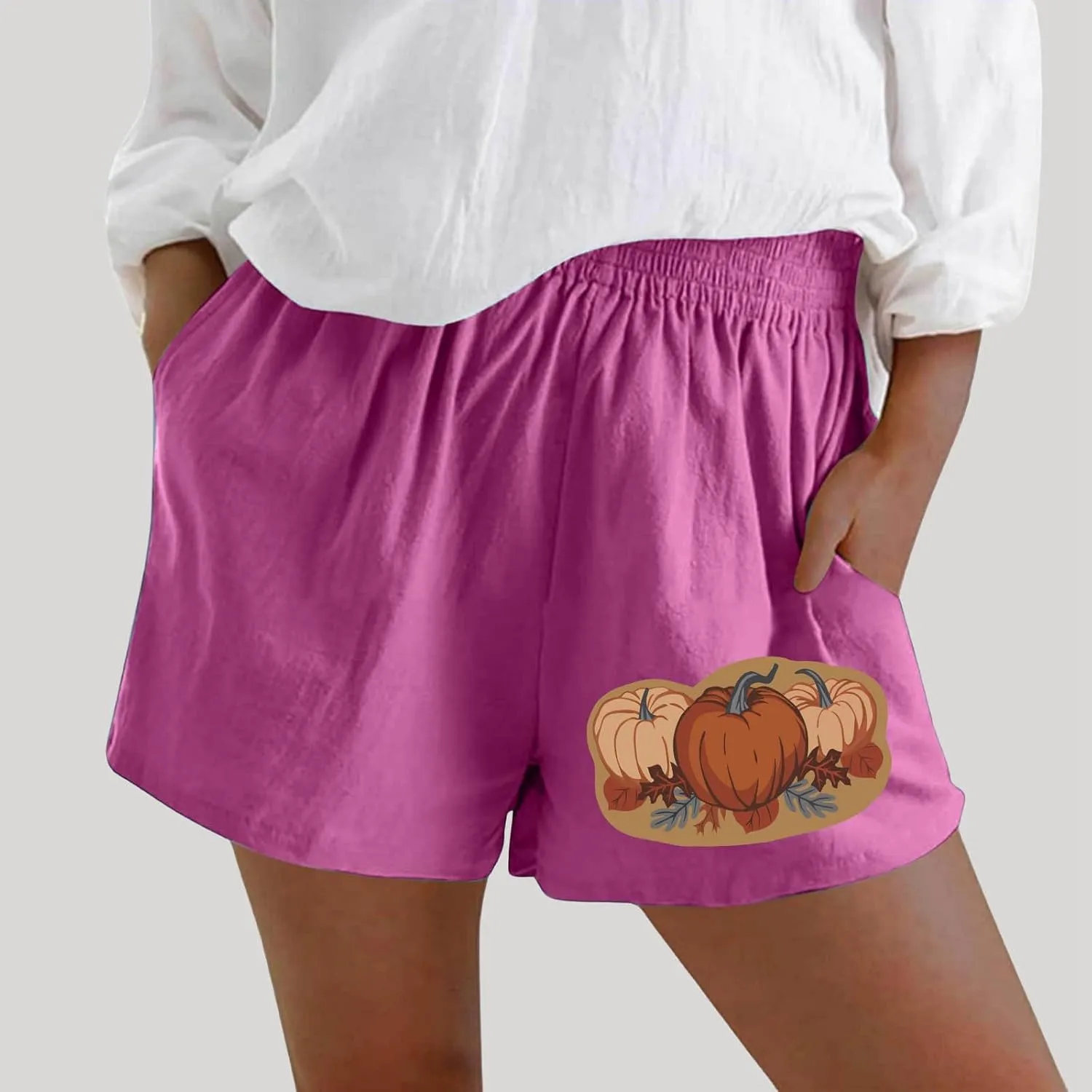 Women's Shorts Trendy Printed with Pockets Summer Casual Drawstring Shorts Beach Elastic Waist Vacation Wear