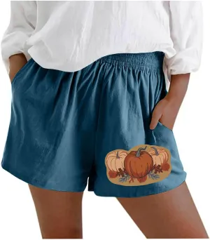 Women's Shorts Trendy Printed with Pockets Summer Casual Drawstring Shorts Beach Elastic Waist Vacation Wear