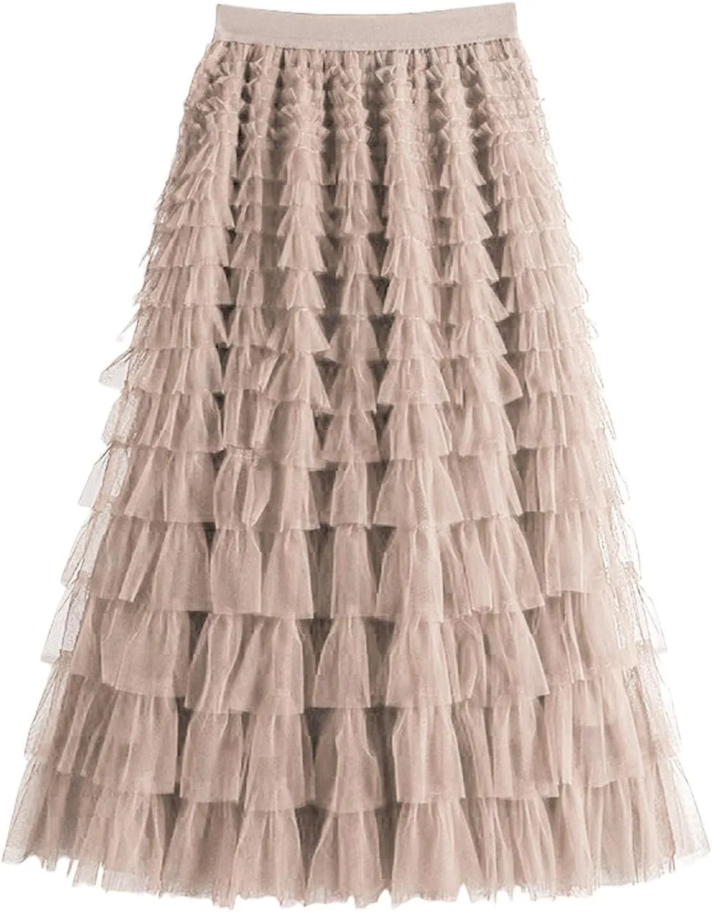 Women's Skirts for Summer Trendy High Elastic Waist Loose Pleated Ruffles Casual Vacation Fashionable Long Skirts