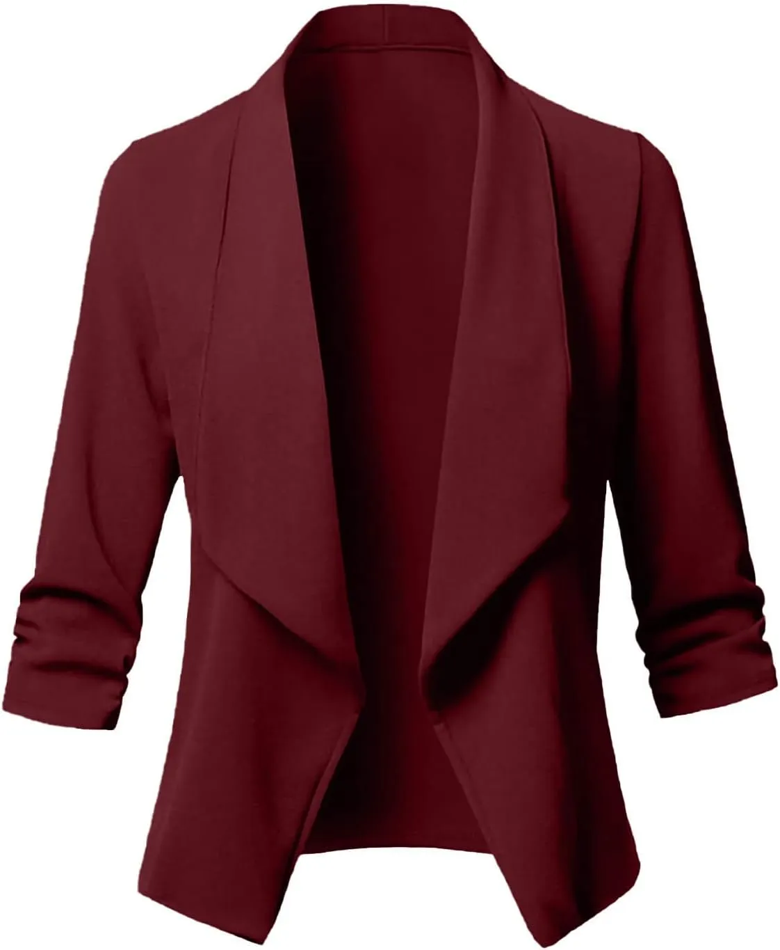 Womens Solid Color Cropped Blazers Long Sleeve Lapel Open Front Tailored Jacket Fall Fashion Business Casual Cardigan