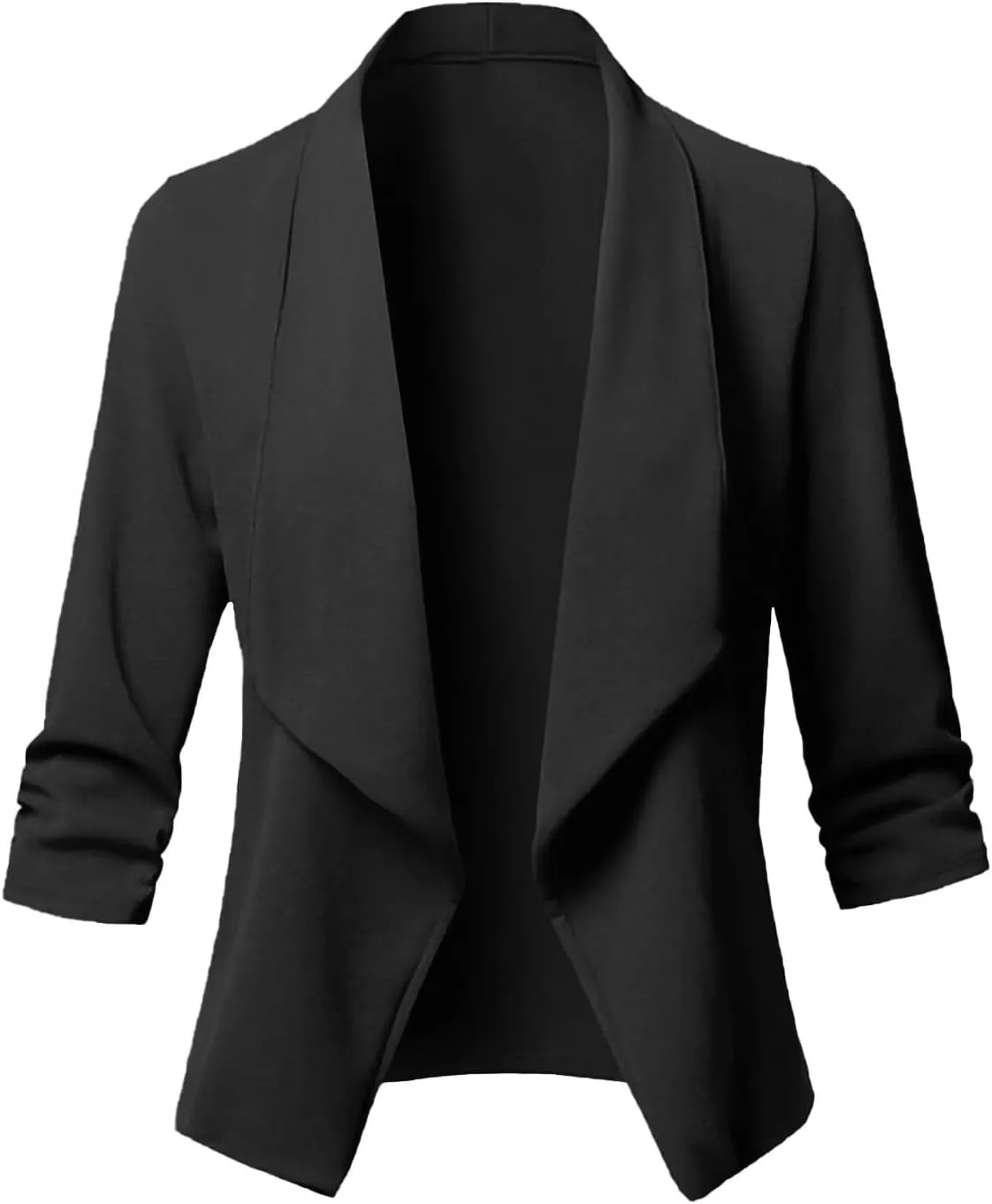 Womens Solid Color Cropped Blazers Long Sleeve Lapel Open Front Tailored Jacket Fall Fashion Business Casual Cardigan