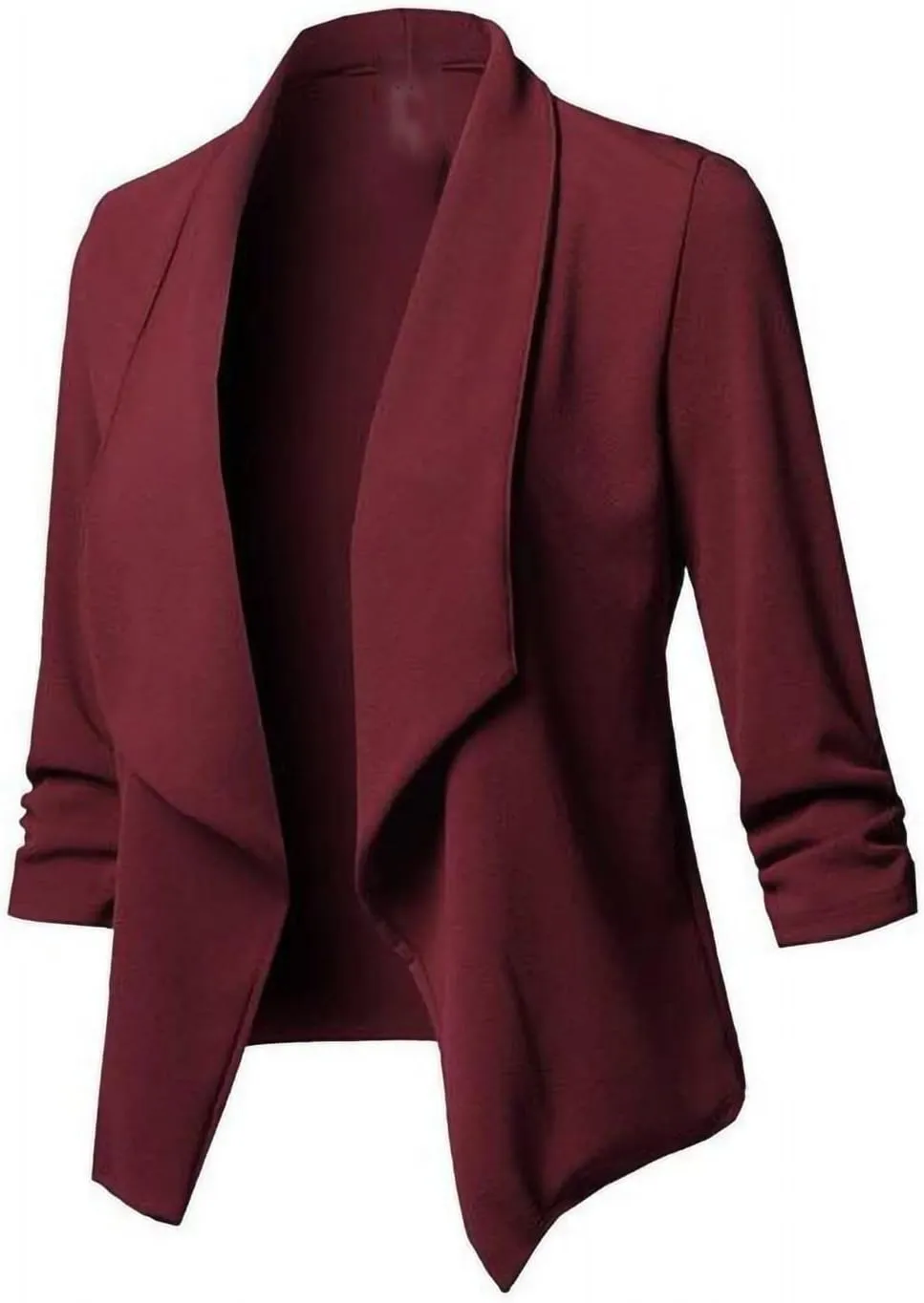 Womens Solid Color Cropped Blazers Long Sleeve Lapel Open Front Tailored Jacket Fall Fashion Business Casual Cardigan