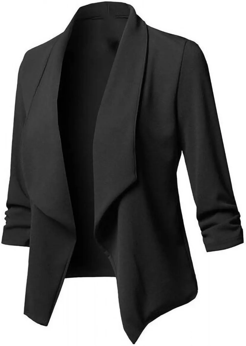 Womens Solid Color Cropped Blazers Long Sleeve Lapel Open Front Tailored Jacket Fall Fashion Business Casual Cardigan