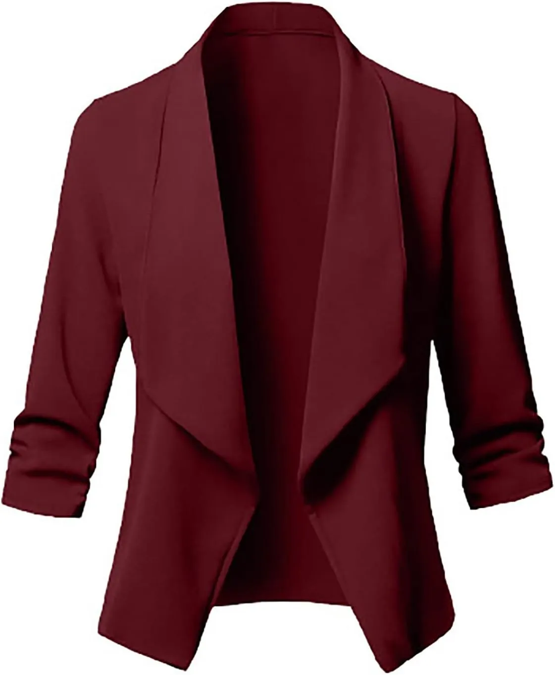 Womens Solid Color Cropped Blazers Long Sleeve Lapel Open Front Tailored Jacket Fall Fashion Business Casual Cardigan
