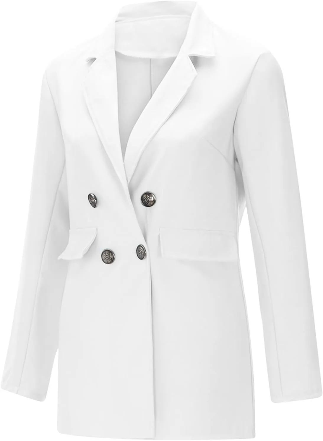 Womens Solid Long Sleeve Lapel Blazers Open Front Business Casual Tailored Jackets with Pockets Office Work Suit Coat