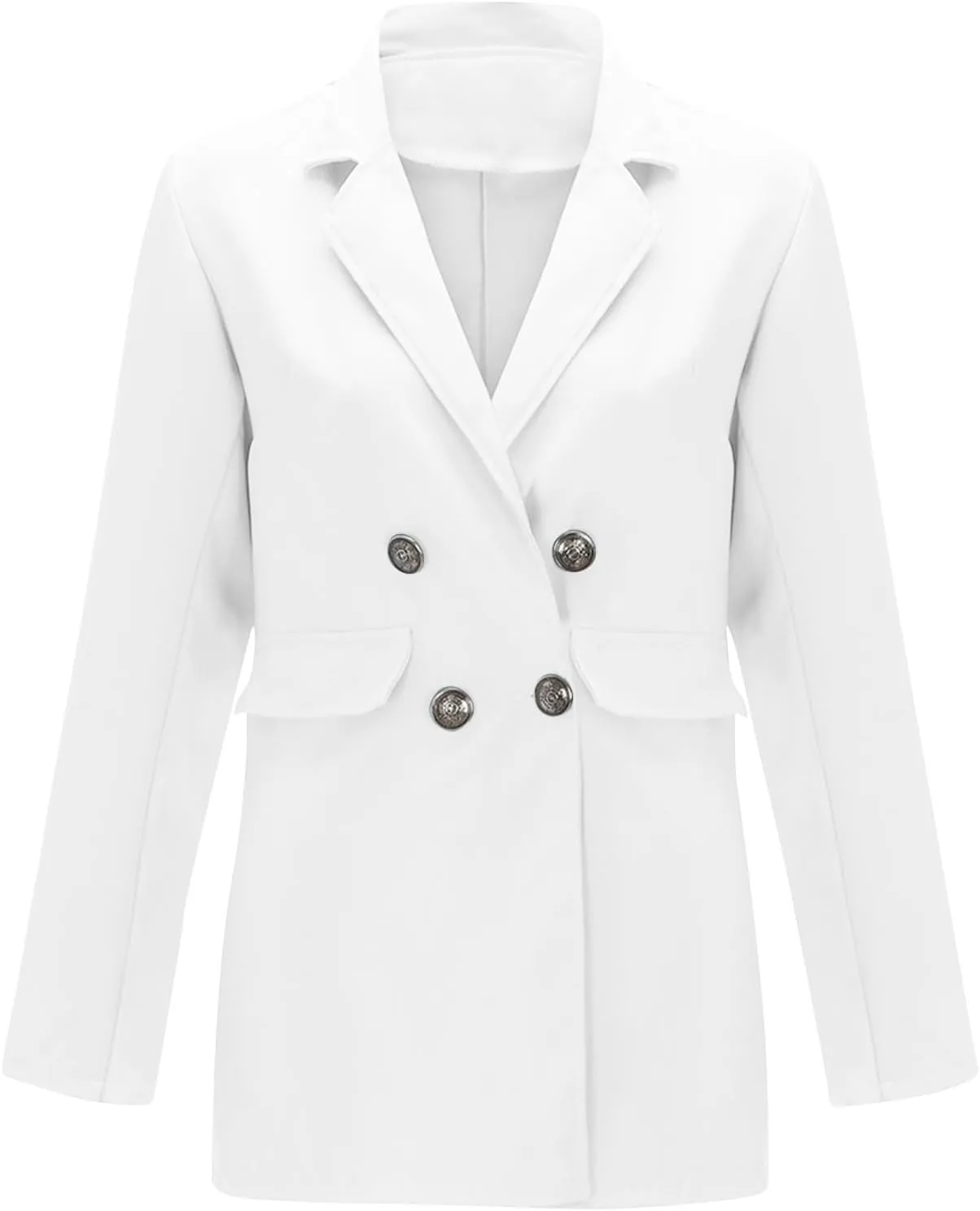 Womens Solid Long Sleeve Lapel Blazers Open Front Business Casual Tailored Jackets with Pockets Office Work Suit Coat