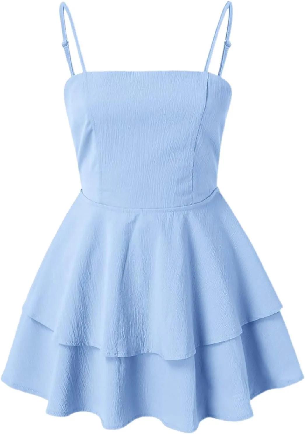 Womens Summer Dress Beach Casual Loose Tshirt Square Neck Strap Mini Dresses Back Bowknot Sun Dresses for Women
