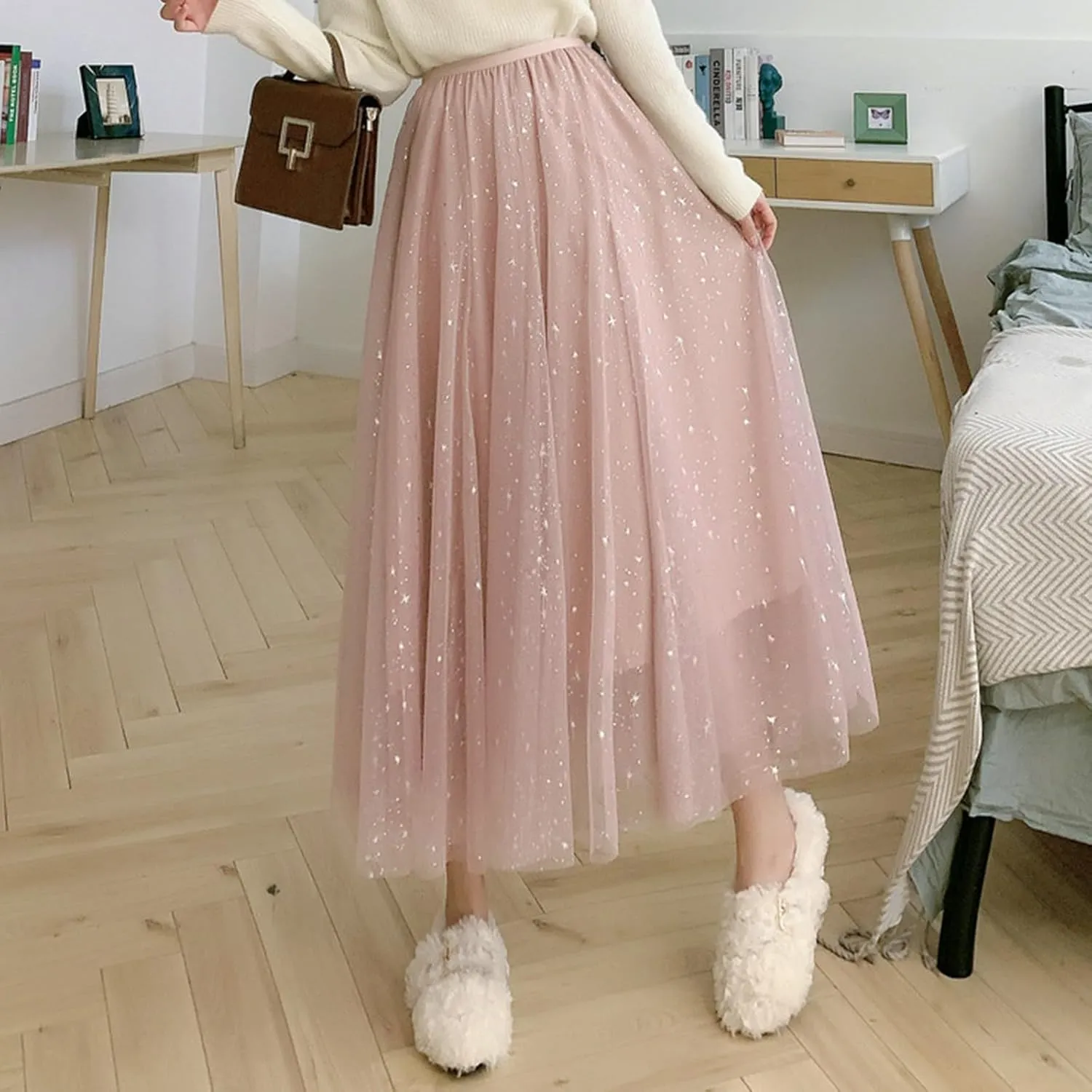 Women's Summer Elastic Waist Bohemian Print Beach Outfits High Waist Casual Maxi Skirt A-Line Tiered Long Skirt
