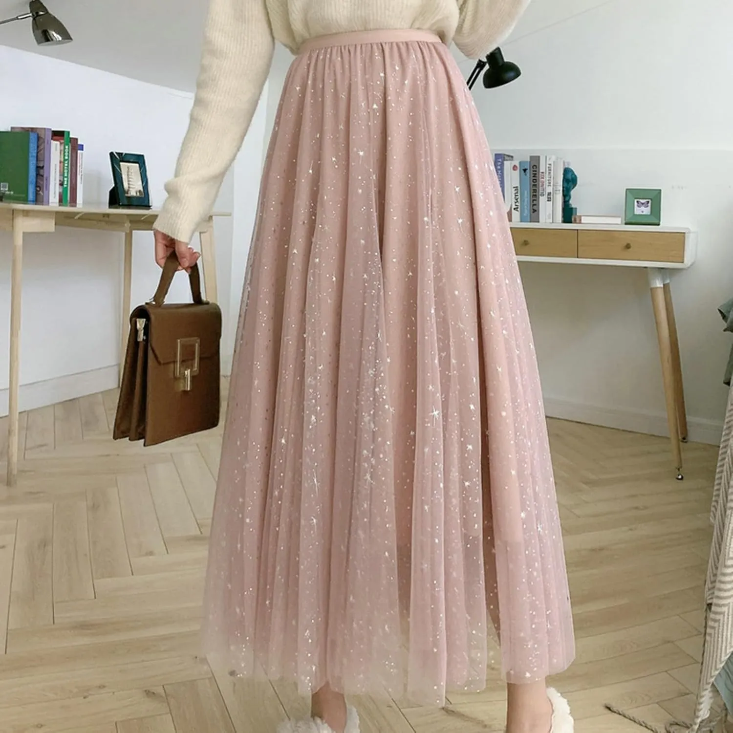 Women's Summer Elastic Waist Bohemian Print Beach Outfits High Waist Casual Maxi Skirt A-Line Tiered Long Skirt