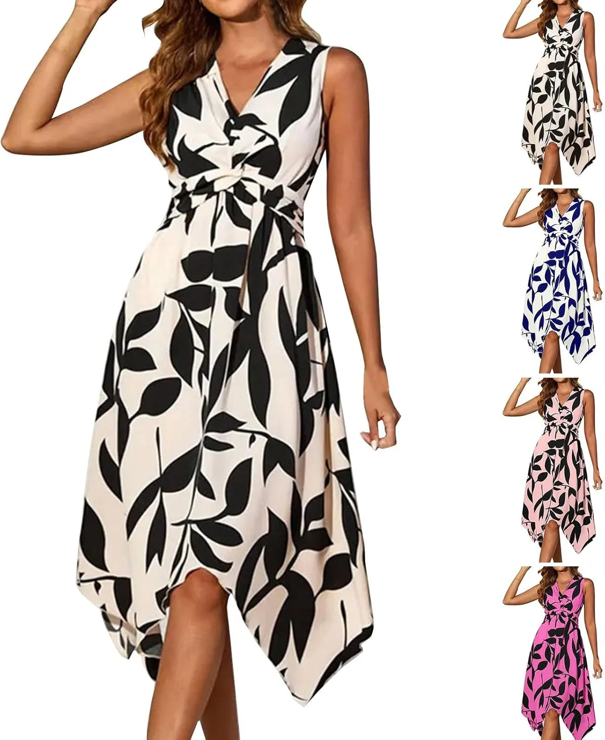 Women's Summer Floral Boho Dress Wrap V Neck Short Sleeve Ruffle A-Line Flowy Maxi Wedding Guest Dresses