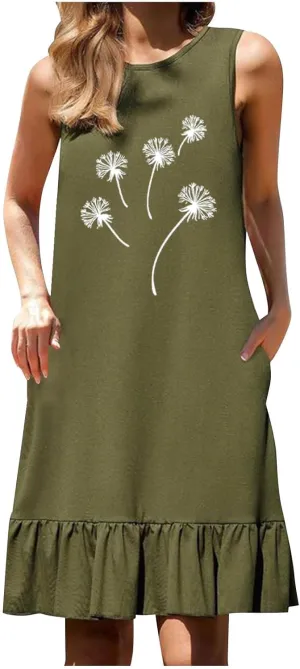 Womens Summer Short Dresses 2025 Floral Printed Casual Beach Short Dress Loose Fit Shift Dress