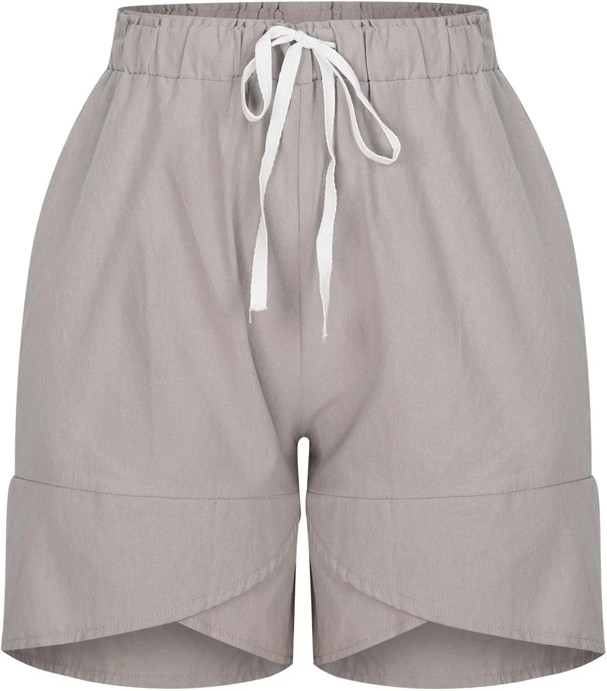 Womens Summer Shorts High Waisted Casual Drawstring Knee Length Shorts Fashion Solid Loose Pockets Vacation Pants