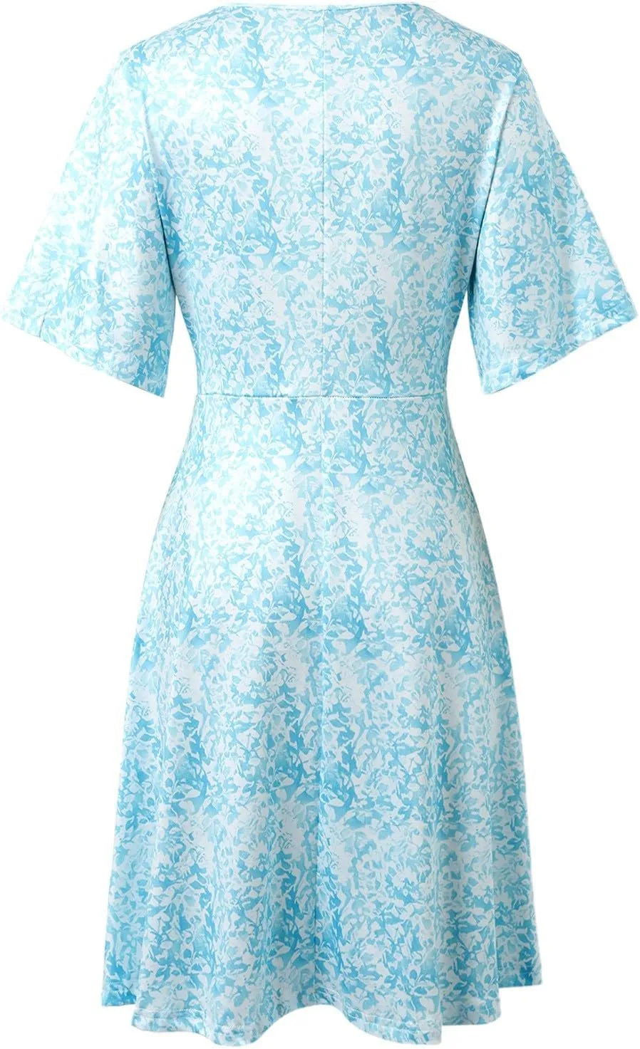 Womens Sundress Summer Floral Short Sleeve Wrap V Neck A-Line Midi Dresses Ruffled Flowy Vacation Casual Dress
