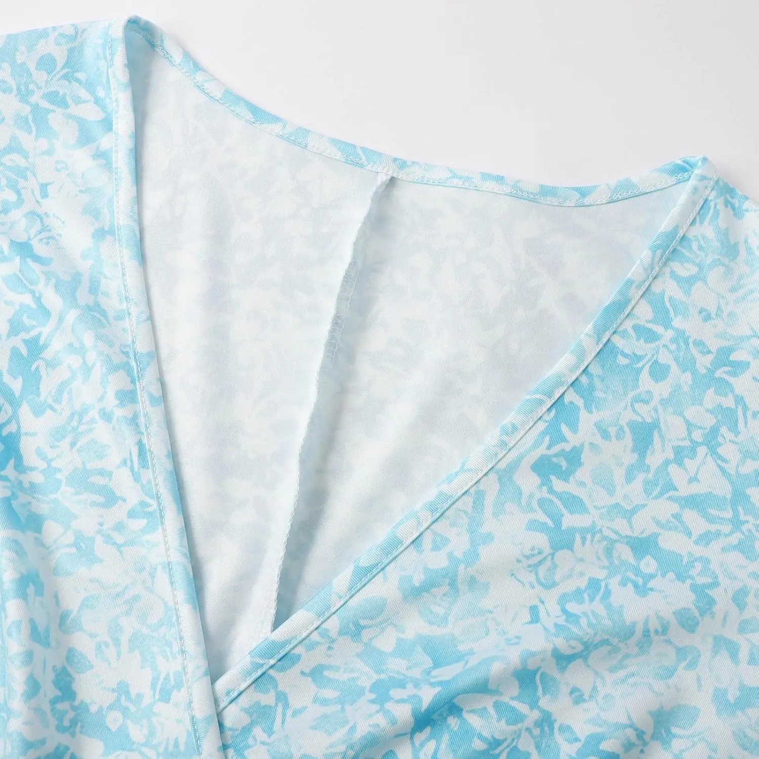Womens Sundress Summer Floral Short Sleeve Wrap V Neck A-Line Midi Dresses Ruffled Flowy Vacation Casual Dress