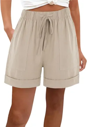Womens Sweat Shorts Casual Comfy High Waisted Lounge Shorts Drawstring Cotton Shorts with Pockets