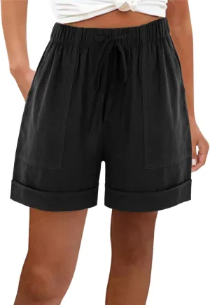 Womens Sweat Shorts Casual Comfy High Waisted Lounge Shorts Drawstring Cotton Shorts with Pockets