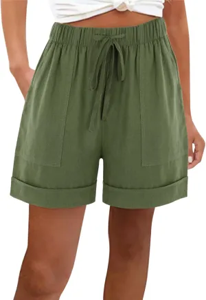 Womens Sweat Shorts Casual Comfy High Waisted Lounge Shorts Drawstring Cotton Shorts with Pockets