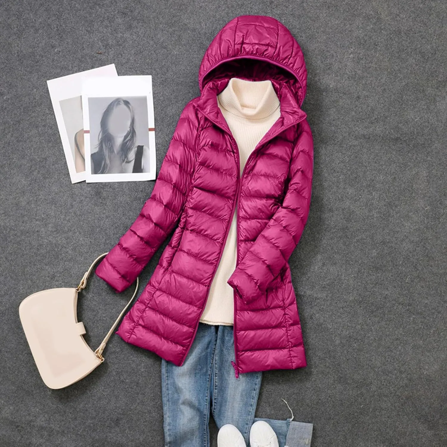 Womens Thickened Down Jacket Long Winter Coat with Fur Hood Puffer Coat Cotton Padded Jackets Warm Down Parkas 2023