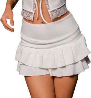 Women's Tierred Pleated Mini Skirts Korean Style Natural Waist A-LINE Skirts