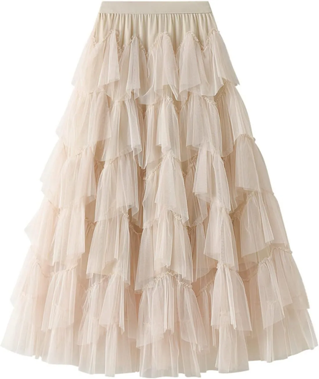 Women's Tulle Tutu Skirts Tiered Skirt Petticoat Elasticated Waist Pleated A Line Ruffles Skirts