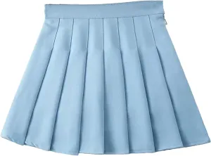 Women's Vintage Pleated Mini Skirts Korean High Waist Summer A Line Skirts