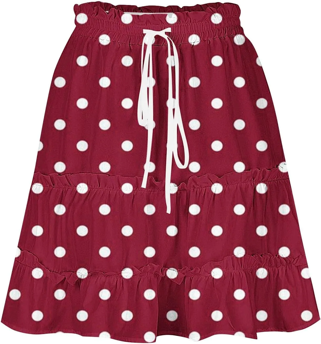Women's Vintage Polka Dots Mini Skirts Tiered A Line Flowy Short Skirt