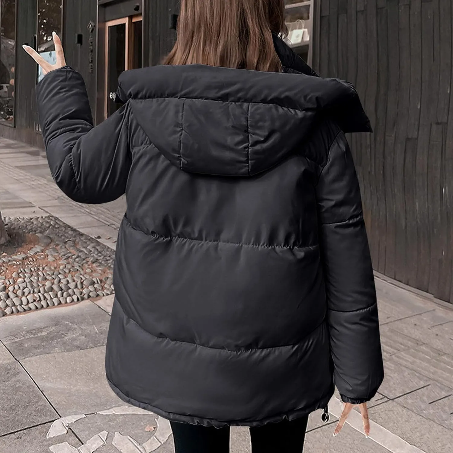 Womens Winter Coats Hooded Puffer Jackets Thicken Quilted Lightweight Jackets Parkas Outerwear Down Coats with Pockets