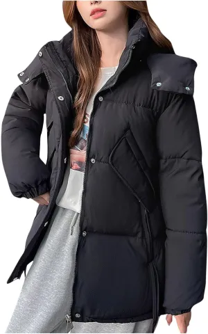 Womens Winter Coats Hooded Puffer Jackets Thicken Quilted Lightweight Jackets Parkas Outerwear Down Coats with Pockets
