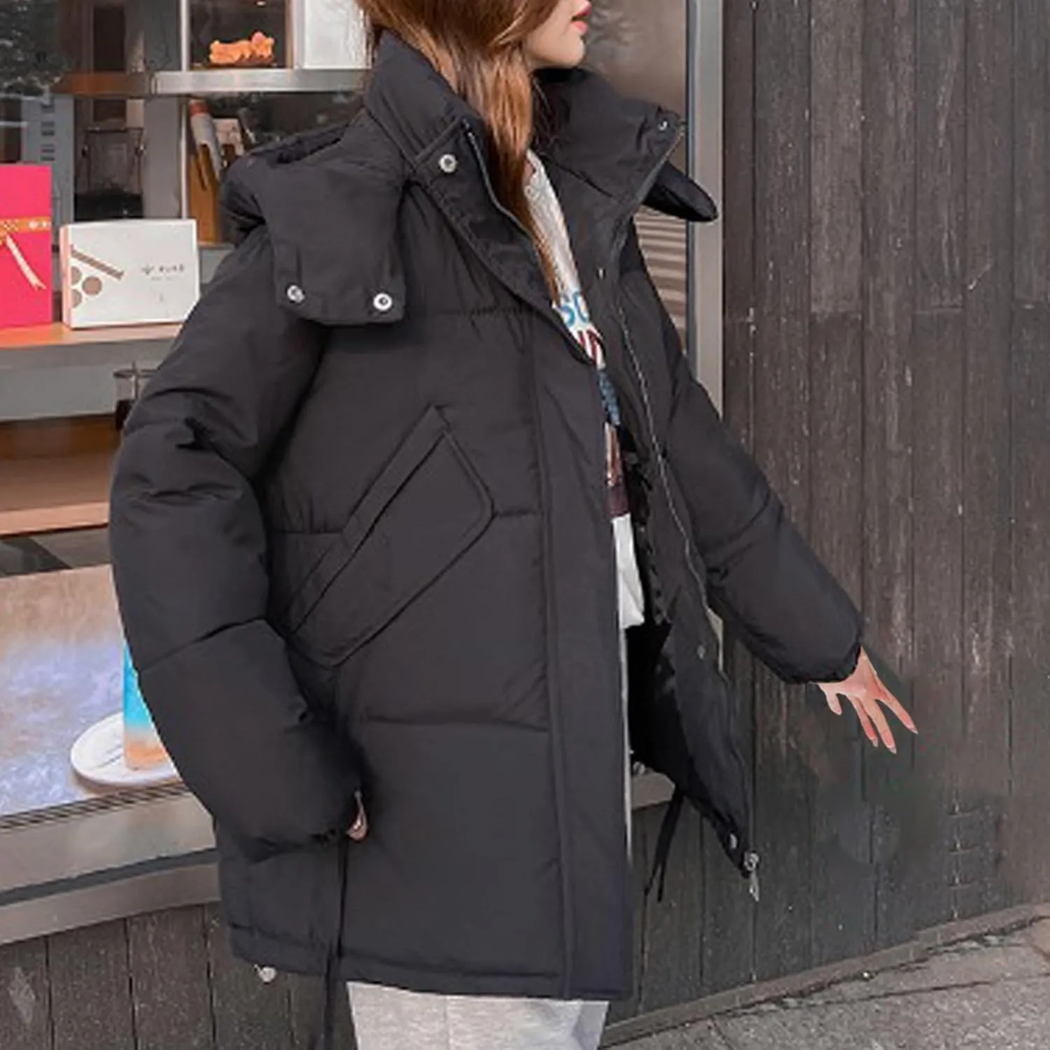Womens Winter Coats Hooded Puffer Jackets Thicken Quilted Lightweight Jackets Parkas Outerwear Down Coats with Pockets