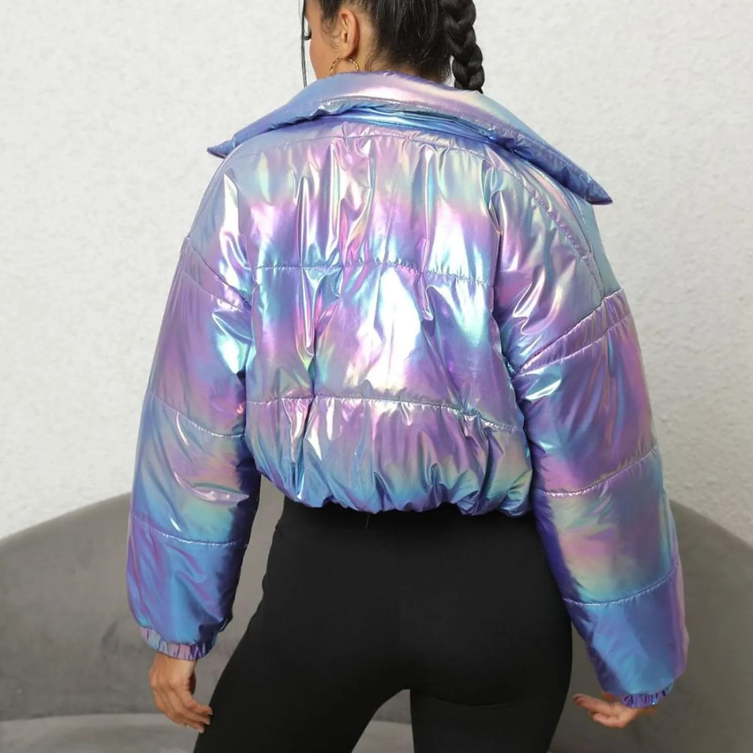 Womens Winter Coats Shiny Cropped Lightweight Puffer Jackets Bubble Bomber Jackets Shorts Down Coats Parkas Outerwear