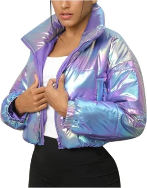 Womens Winter Coats Shiny Cropped Lightweight Puffer Jackets Bubble Bomber Jackets Shorts Down Coats Parkas Outerwear