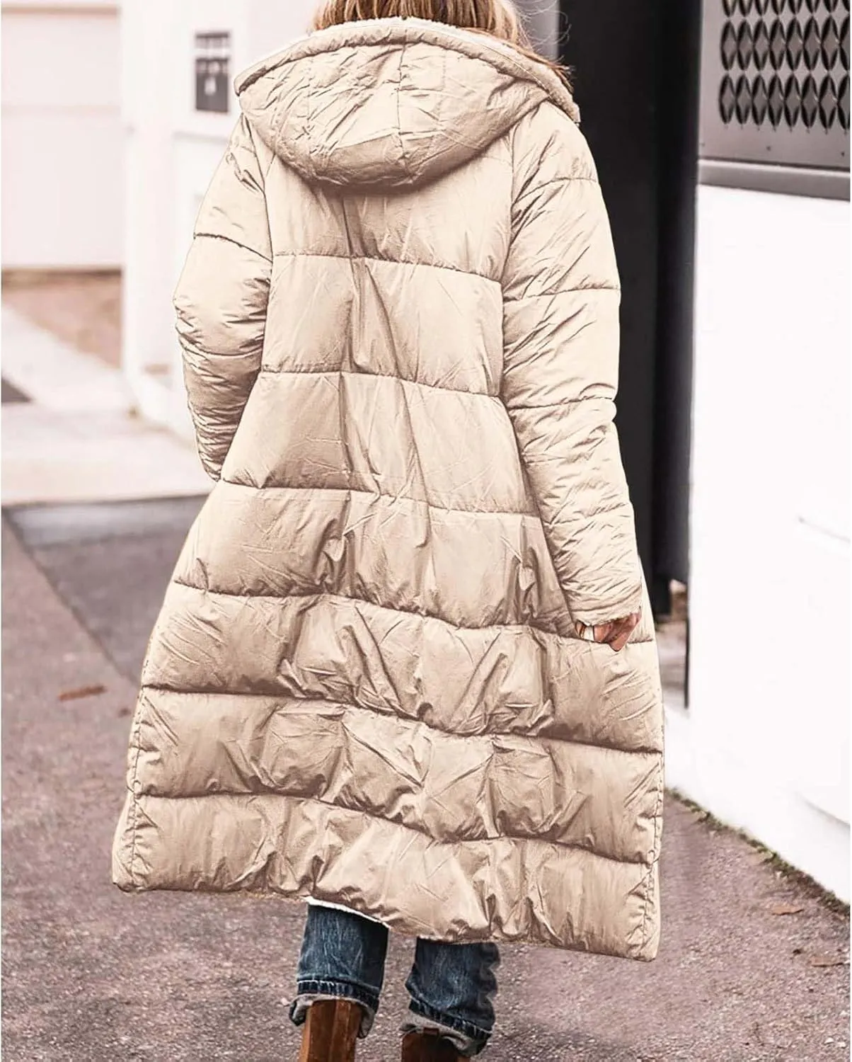 Womens Winter Cropped Puffer Jacket Coat Faux Fur Trim Hood Short Down Coats Cropped Puffer Long Sleeve Coats