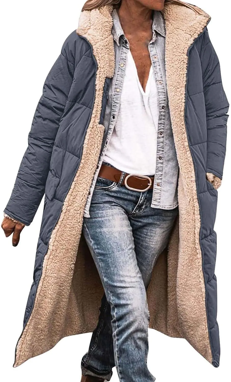 Womens Winter Cropped Puffer Jacket Coat Faux Fur Trim Hood Short Down Coats Cropped Puffer Long Sleeve Coats